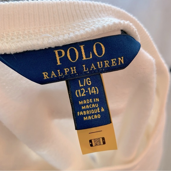 Ralph Lauren Ivory White Polo Bear on Horse Cotton Fleece Sweatshirt Tunic Dress - Picture 9 of 12